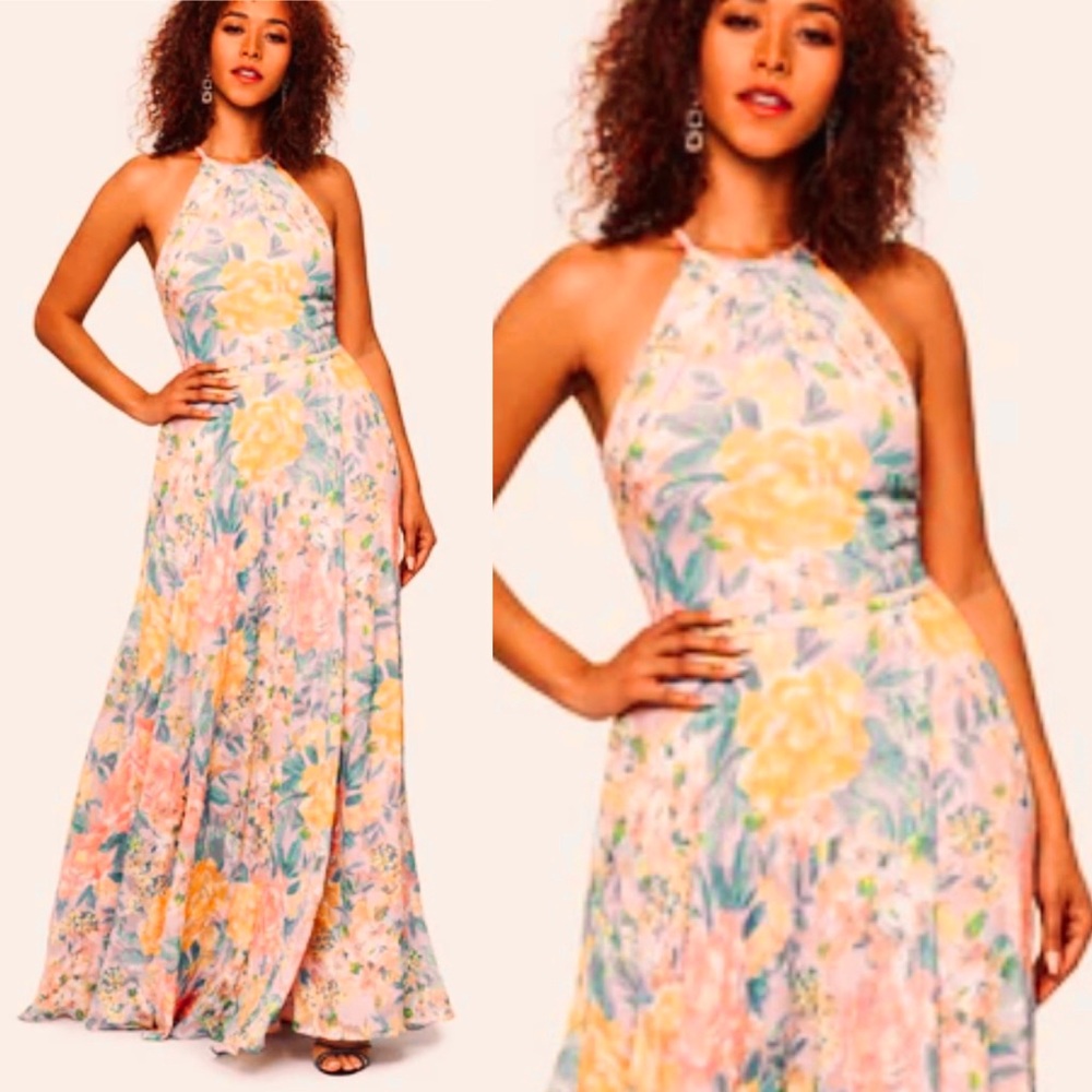 BETSY & ADAM
Long Halter Wrap Burnout Print
Dress Gown Maci Size 12